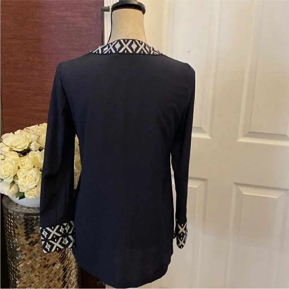 Tory Burch Chic navy  Tunic with Elegant Embroidery, US0